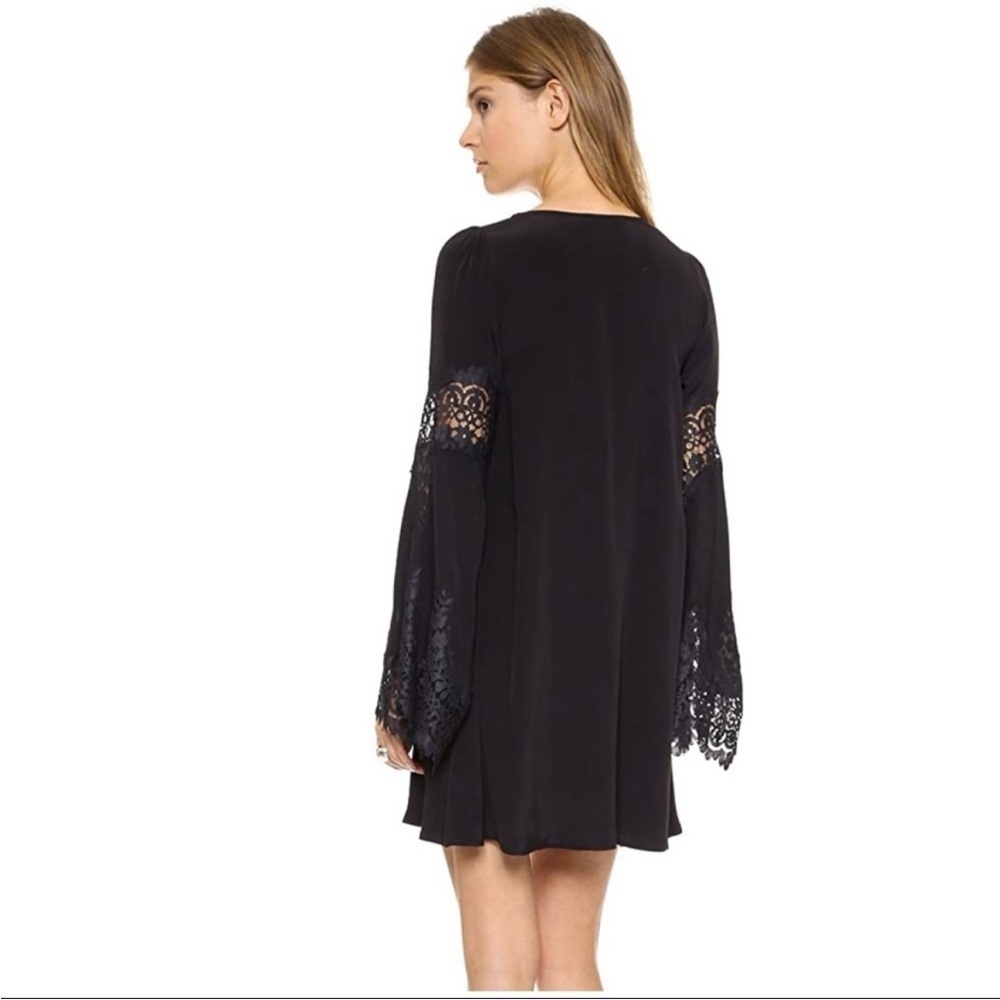 For Love and Lemons Festival Boho Lace Bell Sleeve Mini Dress Black Size XS - Picture 3 of 12
